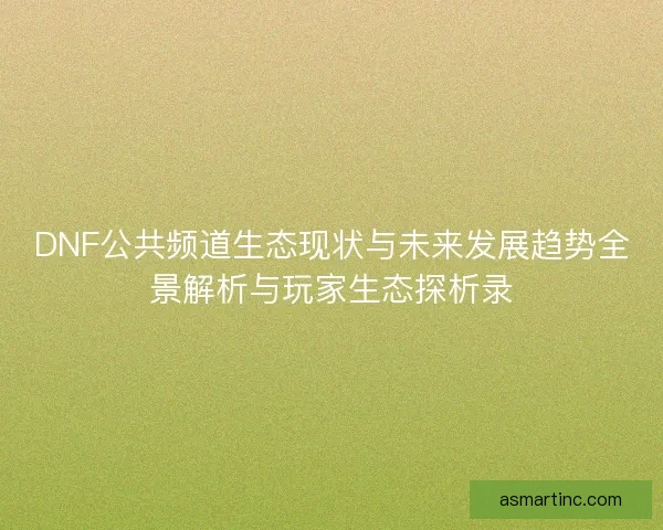 DNF公共频道生态现状与未来发展趋势全景解析与玩家生态探析录