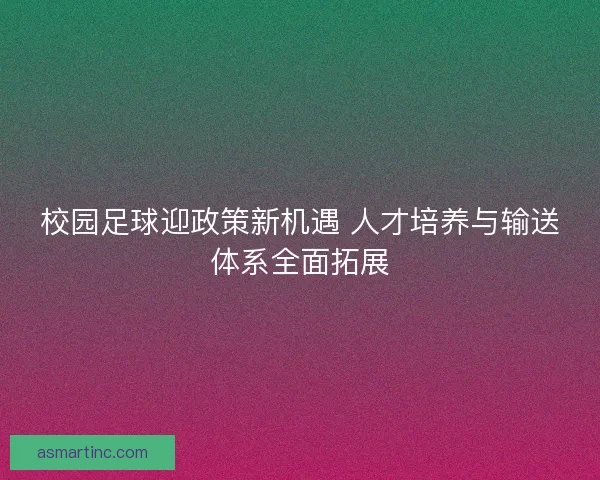 校园足球迎政策新机遇 人才培养与输送体系全面拓展