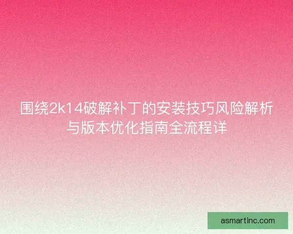 围绕2k14破解补丁的安装技巧风险解析与版本优化指南全流程详
