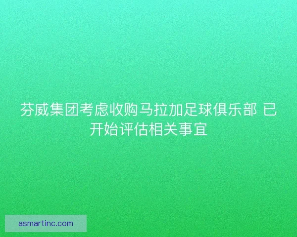 芬威集团考虑收购马拉加足球俱乐部 已开始评估相关事宜